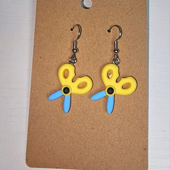 Jewelry - Scissor Earrings  - Yellow‎ and Blue